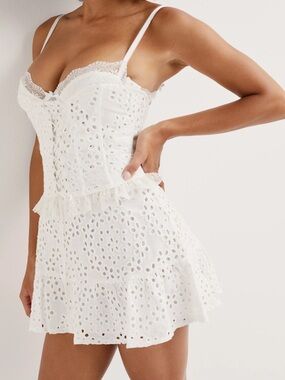 For Love and Lemons Sadie White Corset Mini Dress XS